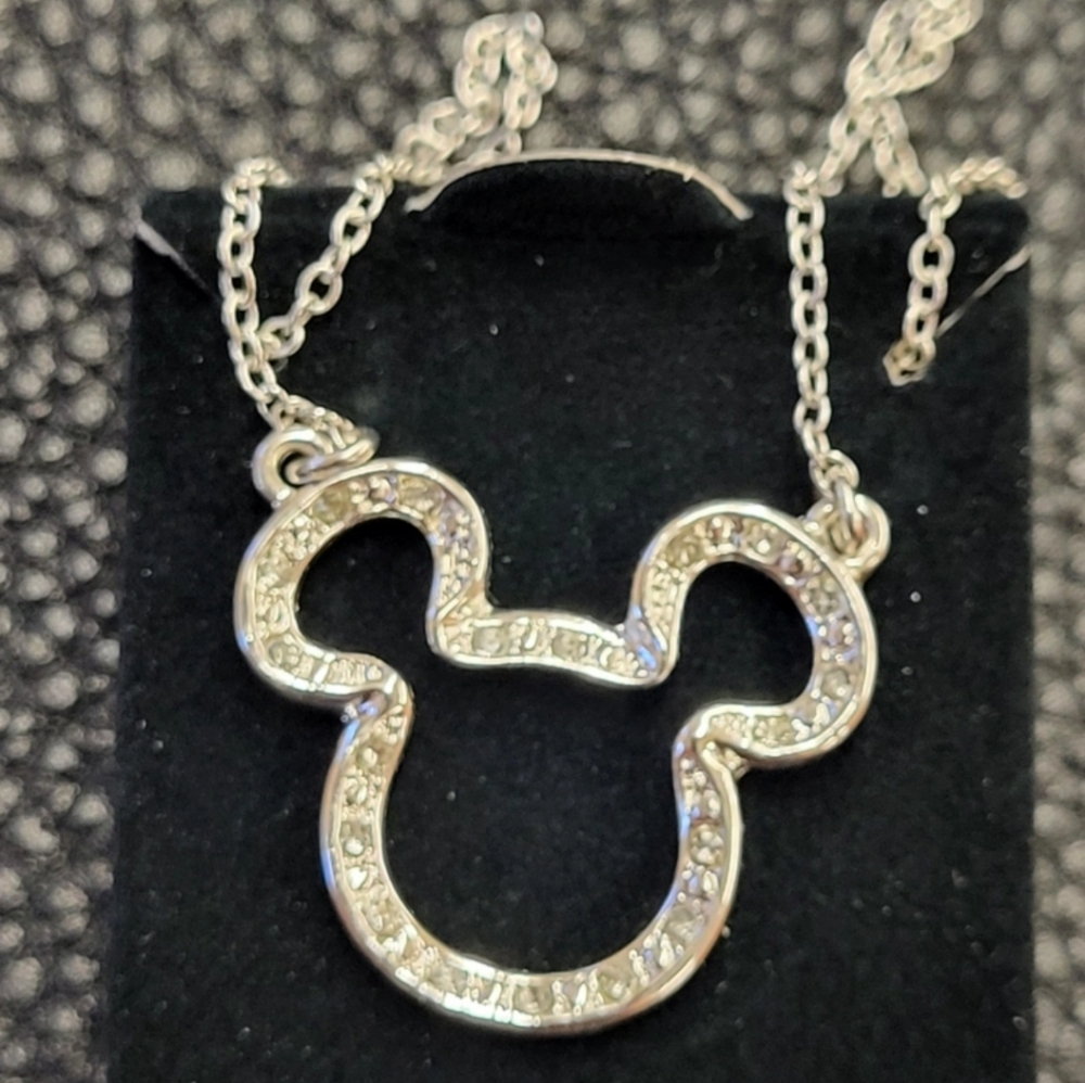 Avon Mickey Mouse Head with Rinestones necklace